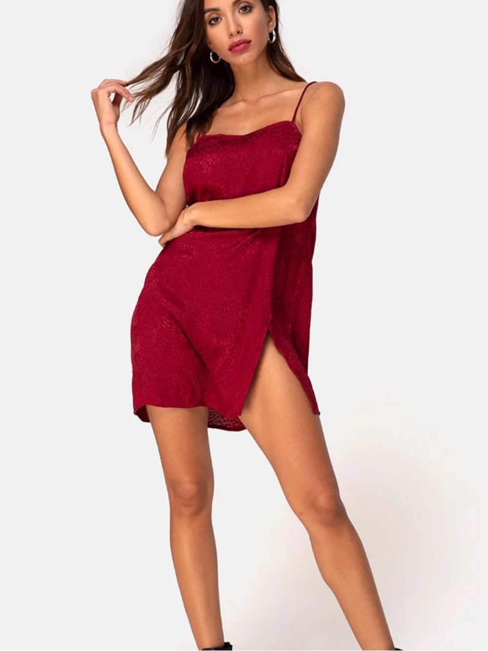 Red Slip Dress with Spaghetti Straps